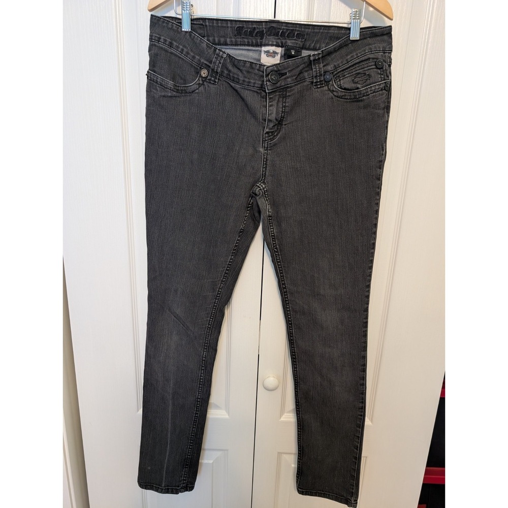 Harley Davidson Genuine Motorclothes Jeans W 16 Tall Black Denim Straight Leg